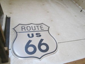 Route 66 tin road sign