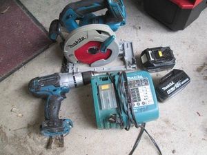 Makita 18v circular saw and LXT drill, 2-batteries and 1-charger