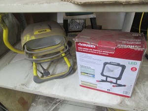 Stanley freestanding work light and Husky LED Portable work light