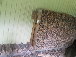 Wall of cut and dried firewood