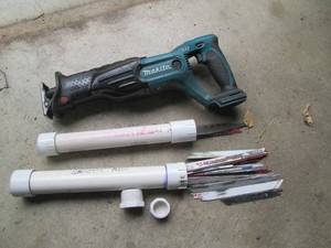 Makita 18v sawzall no battery PVC containers with Sawzallhackzall metal and wood cutting blades mostly pre-loved
