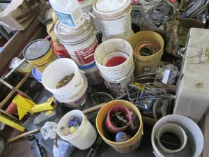 Wall paint, mortar mix, automotive fluids, fasteners, construction hardware, pitchfork, rope, steel toe boots, electrical supplies, plumbing fittings and more