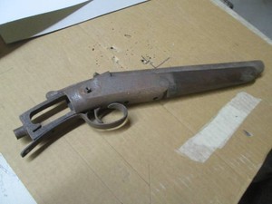 Vintage single shot shotgun trigger and barrel section