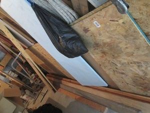 Full sheets of plywood, long planks of cedar siding, misc lumber and heavy duty rope