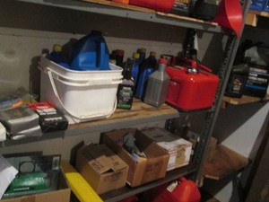 Lot of chainsaw chains, fluids and misc parts