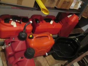 Bulk supply of assorted gas cans and drain oil catch can