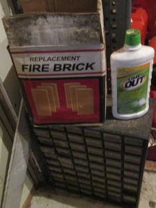 Multi-drawer hardware organizer with content plus fire brick