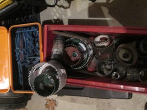 Lot of hole saw blades and concrete screws