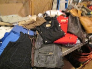 Bulk lot of mens western style clothing and accessories with duffle bag
