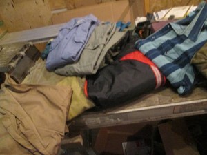 Mens insulated pants, thermal button down tops, snow pants and other clothing