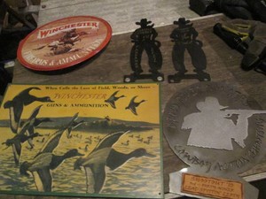 Laser cut Metal wall decor and tin Winchester guns and ammunition signs