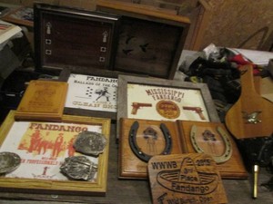 Framed Fundango award wall decor, wall plaques, Belt buckles and other home decor