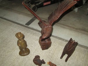Hand carved wood animal shaped home decor