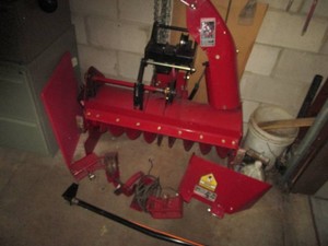 Lawn Tractor snow blower attachment with misc supplies and accessories