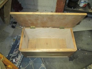 Smaller sized wooden storage trunk approx 26x13x12in