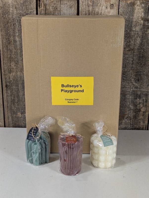 Pack of 18 - Unscented 4 Candles - Individually Wrapped (6-Bubble Pillar, 6-Wavy Pillar, 6-Arch Pillar)  - 18 Candles Total