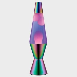LAVA 14.5 Iridescent Chrome Novelty Table Lamp Hand-Painted, Electric Wax Motion Light for Teens