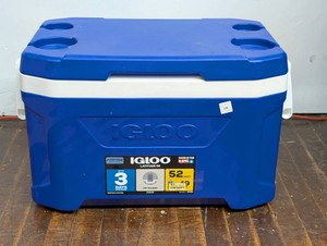 Igloo Latitude 52qt Cooler - Blue 85-Can Capacity, One-Hand Opening, Cup Holder