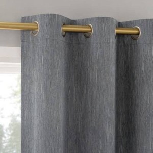 2pc 37x63 Sun Zero Halleck Vertical Strie 100% Blackout Grommet Curtain Panel Pair Slate Blue Modern Thermal Insulated