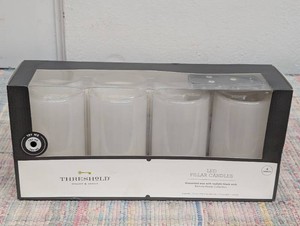 4pk 5 x 3 LED Flameless Black Wick Candle White - Threshold