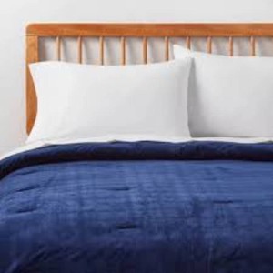 TwinTwin Extra Long Corduroy Plaid Comforter Navy Blue - Room Essentials