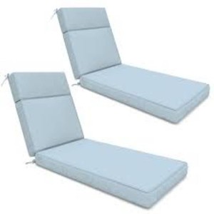 Kimunuk Outdoor Chaise Lounge Cushions set of 2, 80 x 26 x 4 Waterproof Pool Beach Recliner Replacement Cushions with Ties, Light Blue