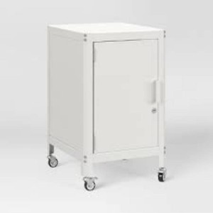 Dorm Metal Rolling Locker Storage Cabinet with Lock Chalk White - Room Essentials