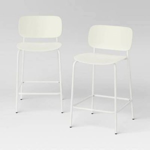 Set of 2, 24 Molded Plastic with Metal Base Counter Height Barstools White - Room Essentials