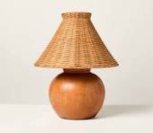 Wood Base with Rattan Shade Accent Table Lamp - Hearth & Hand with Magnolia