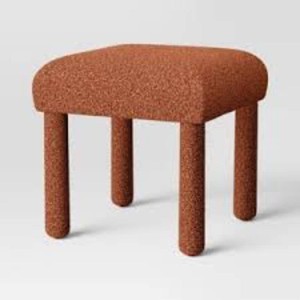 Upholstered Square Stool Ottoman Rust Boucle - Room Essentials