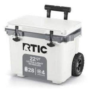 RTIC 22 QT Wheeled Hard-Sided Cooler, Fits 28 Cans or 6 Wine Bottles, White & Grey