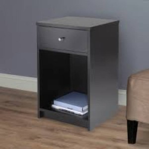 Squamish Nightstand with 1 Drawer - Black - Winsome Wood Composite Bedside Table, Lacquered Finish, Shelf Storage