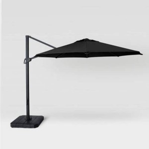 7.5 Round Offset Outdoor Patio Cantilever 360° Rotate Umbrella Black - Room Essentials With Base & Push-Up Lift