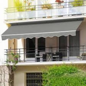 12 ft. W x 10 ft. D Manual Patio Retractable Awnings in Gray