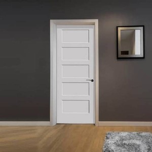 18 in. x 80 in. 5-Panel Wood Core White Primed Smooth MDF Interior Door Slab