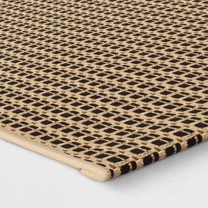 53x7 Micro Grid Rectangular Woven Outdoor Area Rug BlackBeige - Threshold