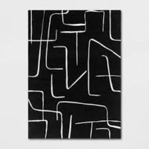53x7 Abstract Lines Outdoor Area Rug Black - Threshold  3.53 out of 5 stars