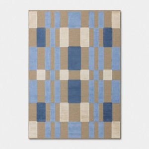 5x7 Multi Check Rectangular Woven Outdoor Area Rugs Blue - Threshold