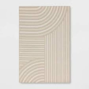 311x55 Linear Geo Rectangular Indoor Outdoor Area Rug Tan - Room Essentials
