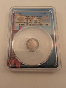1853 Seated Liberty Half Dime Arrows PCGS Genuine Cleaned-AU Detail