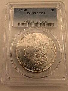 1921-D Morgan Silver Dollar PCGS MS64