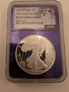 2025-W American Silver Eagle Laser Engraved Privy PF69 Ultra Cameo