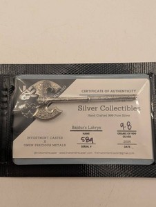Baldurs Labrys 999 Pure Silver Collectible