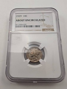 1929 Mercury Dime NGC About Uncirculated
