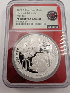2024 P Silver 1oz Liberty & Britannia Medal NGC PF70 Ultra Cameo