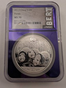 2013 Panda NGC MS70 10 Yuan Silver Coin