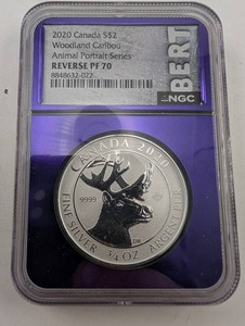 2020 Woodland Caribou 34 Oz Fine Silver 2 Dollars NGC Reverse PF70