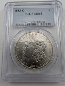 Antique 1883-O Morgan Silver Dollar PCGS MS63