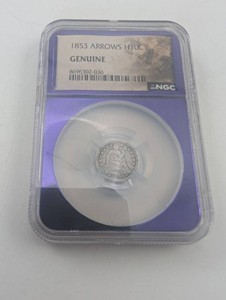 1853 Arrows Half Dime NGC Slabbed