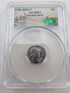 Emerging Liberty 1776-2026-P CAC MS63 Dime